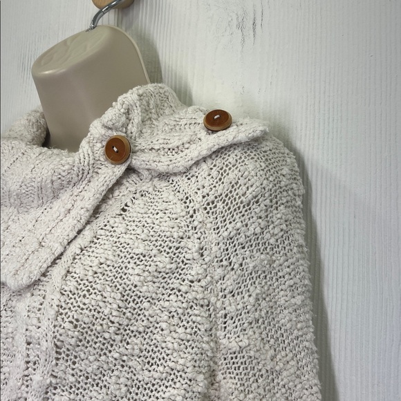 Anthropologie - Moth Wood Button Turtleneck Cream Long Sleeve Knit Sweater XS - Picture 6 of 12